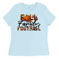 Baby Blue Fall Family Football Ladies Tee - LillyAllenDesigns