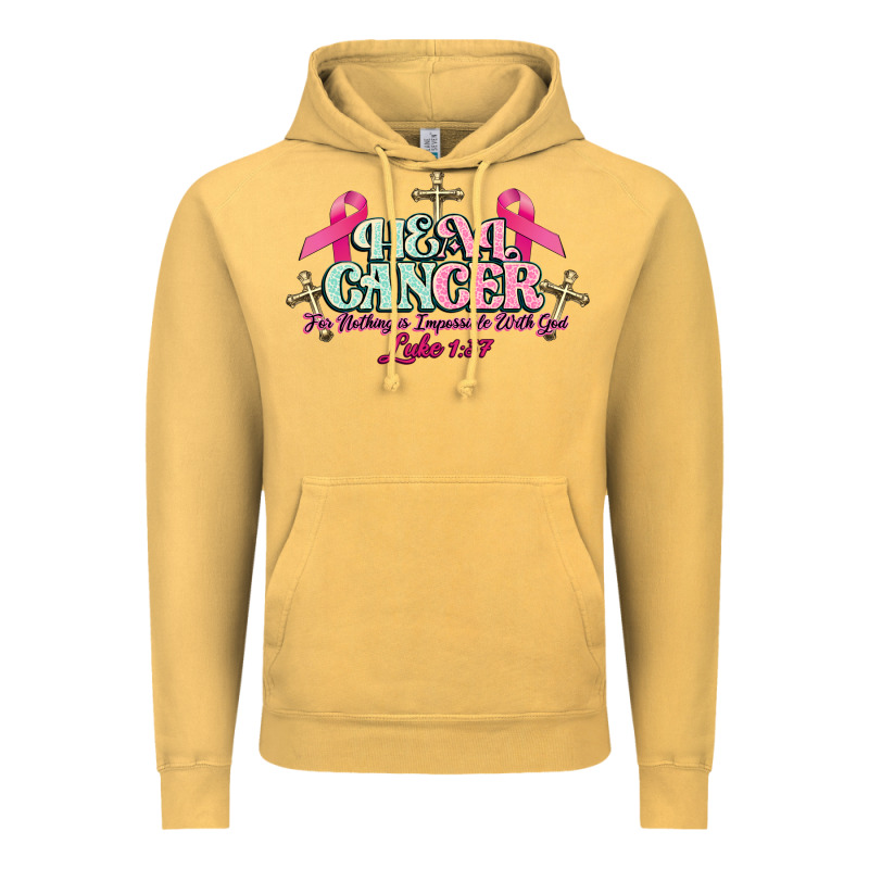 Heal Cancer Luke 1:37 Cross Cancer Awareness Vintage Hoodie by HowdyJamesFarm | Teevron