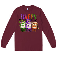 Burgundy happy halloween jars Long Sleeve Tee - CowGirlArtShop