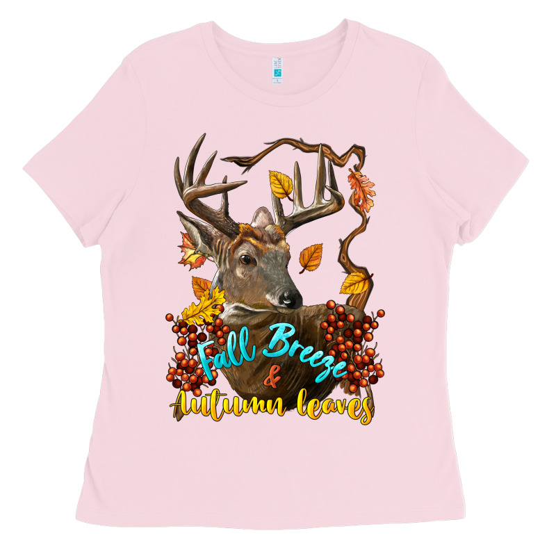 Fall Breeze And Autumn Leaves Deer Ladies Tee by LillyAllenDesigns | Teevron