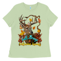Matcha Fall Breeze And Autumn Leaves Deer Ladies Tee - LillyAllenDesigns