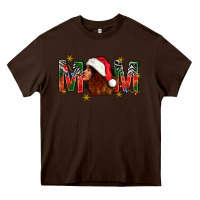 Chocolate Brown Western Mom With Woman In Santa Hat Heavy Core Tee - BundleAndBundleShop