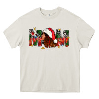 Cream Western Mom With Woman In Santa Hat Heavy Core Tee - BundleAndBundleShop