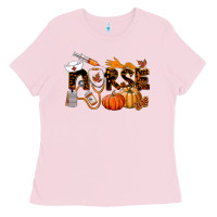 Bubblegum Pink Fall Nurse Ladies Tee - LillyAllenDesigns
