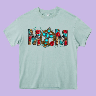 Western Mom With Cross Heavy Core Tee Designed By Bundleandbundleshop