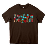Chocolate Brown Western Mom With Cross Heavy Core Tee - BundleAndBundleShop
