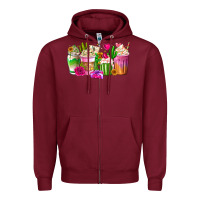 Burgundy Stuck On You Cup Zipper Hoodie - CowhideDigitalArt