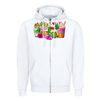 White Stuck On You Cup Zipper Hoodie - CowhideDigitalArt