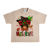 French Oak christmas believe afro messy bun Urban Heavy Tee - texasbilliewilder