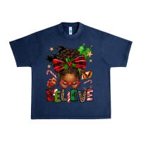 Navy christmas believe afro messy bun Urban Heavy Tee - texasbilliewilder