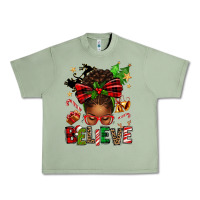 Oil Green christmas believe afro messy bun Urban Heavy Tee - texasbilliewilder