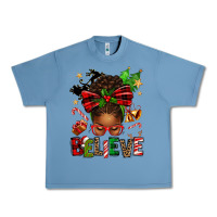Pebble Blue christmas believe afro messy bun Urban Heavy Tee - texasbilliewilder