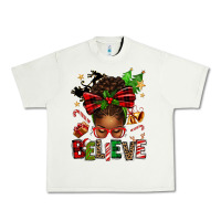 Pistachio christmas believe afro messy bun Urban Heavy Tee - texasbilliewilder