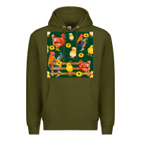 Army Green farm life seamless pattern Premium Hoodie - FaDigitalArtStudio