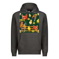 Charcoal Heather farm life seamless pattern Premium Hoodie - FaDigitalArtStudio