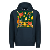 Navy farm life seamless pattern Premium Hoodie - FaDigitalArtStudio