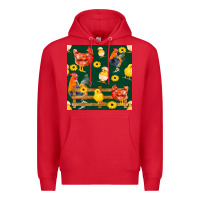 Red farm life seamless pattern Premium Hoodie - FaDigitalArtStudio