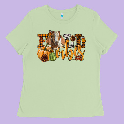 Fall Vibes Boer Goat Ladies Tee Designed By Lillyallendesigns