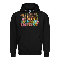 Black Happy Easter Zipper Hoodie - LillyAllenDesigns