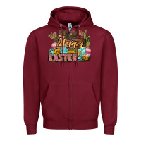 Burgundy Happy Easter Zipper Hoodie - LillyAllenDesigns