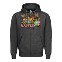 Charcoal Heather Happy Easter Zipper Hoodie - LillyAllenDesigns