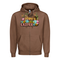 Chestnut Happy Easter Zipper Hoodie - LillyAllenDesigns