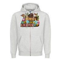 Dove Grey Happy Easter Zipper Hoodie - LillyAllenDesigns