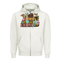 Oatmeal Heather Happy Easter Zipper Hoodie - LillyAllenDesigns