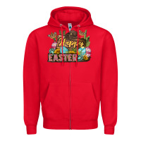 Red Happy Easter Zipper Hoodie - LillyAllenDesigns
