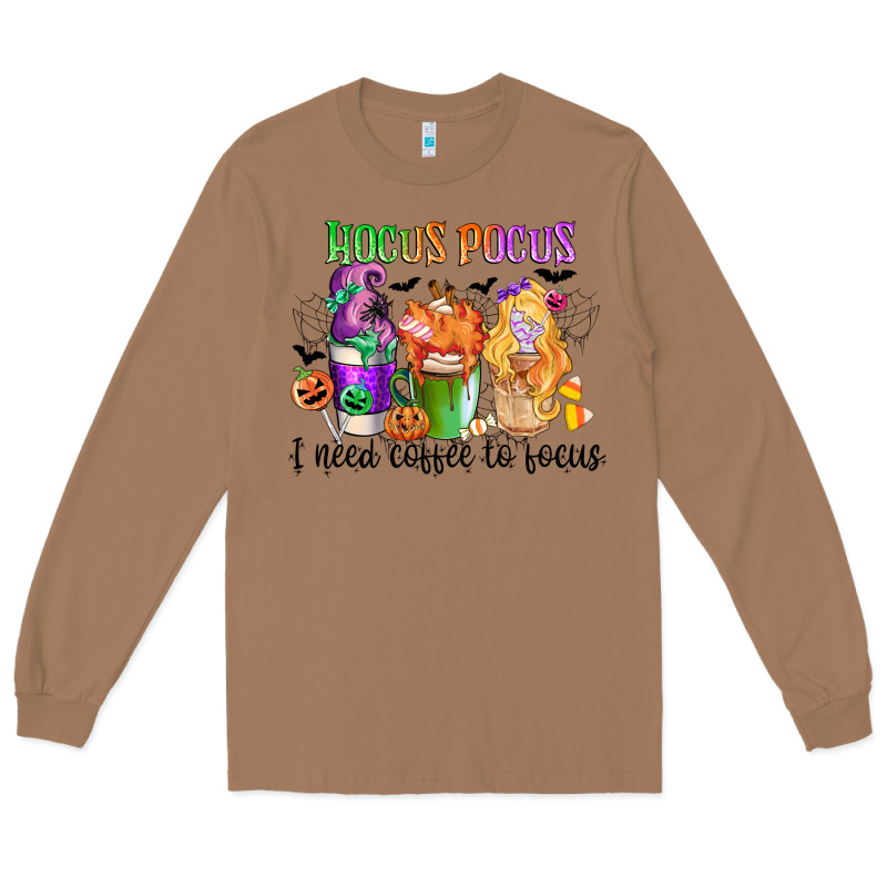 Hocus Pocus I Need Coffee To Focus Long Sleeve Tee by CowGirlArtShop | Teevron
