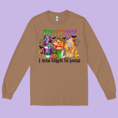 Hocus Pocus I Need Coffee To Focus Long Sleeve Tee Designed By Cowgirlartshop
