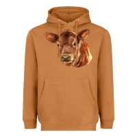 Red Angus Calf Face Heavyweight Hoodie | Teevron
