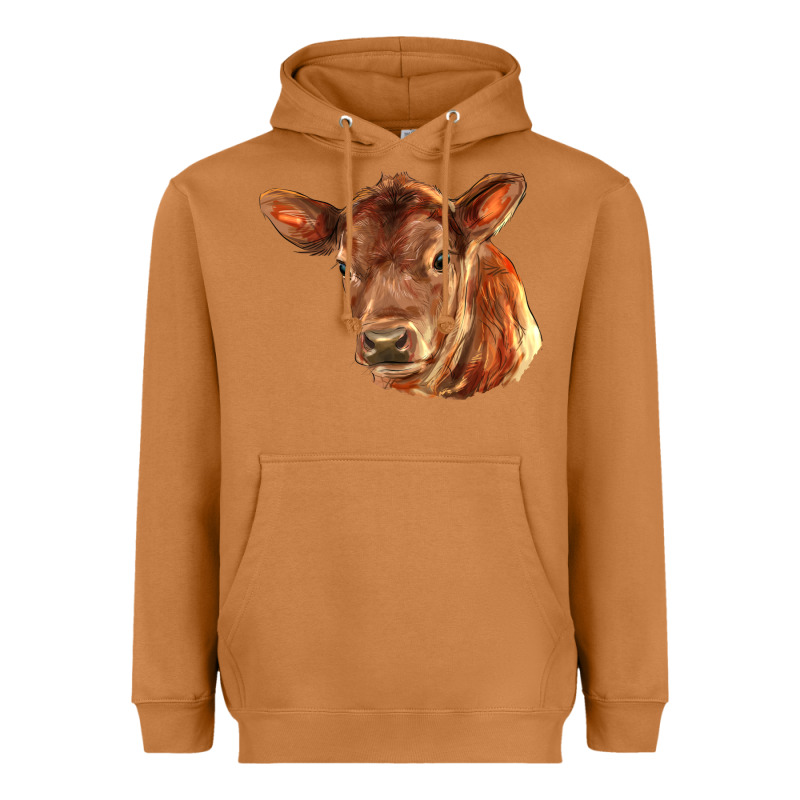 Red Angus Calf Face Heavyweight Hoodie by LillyAllenDesigns | Teevron