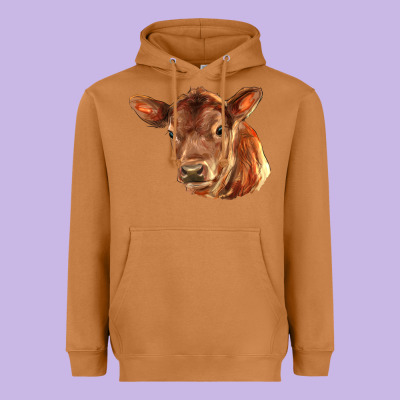 Red Angus Calf Face Heavyweight Hoodie Designed By Lillyallendesigns
