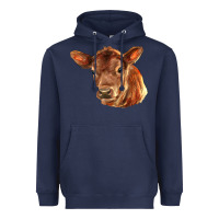 Navy red angus calf face Heavyweight Hoodie - LillyAllenDesigns