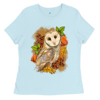 Baby Blue Fall Owl Ladies Tee - LillyAllenDesigns