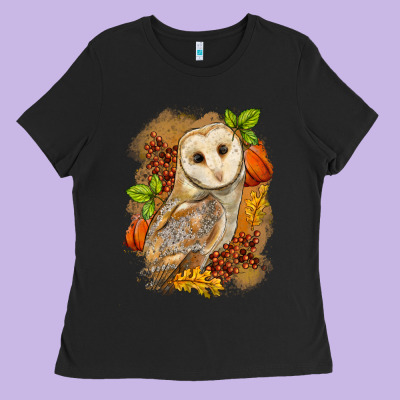 Fall Owl Ladies Tee Designed By Lillyallendesigns