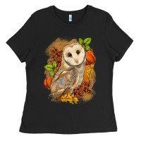Black Fall Owl Ladies Tee - LillyAllenDesigns