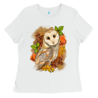 White Fall Owl Ladies Tee - LillyAllenDesigns
