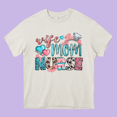 Wife Mom Nurse Heavy Core Tee Designed By Bundleandbundleshop
