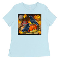 Baby Blue Fall Crow Ladies Tee - LillyAllenDesigns