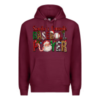 Burgundy santa's favorite baseball player for christmas Premium Hoodie - FaDigitalArtStudio