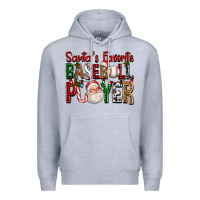 Heather Grey santa's favorite baseball player for christmas Premium Hoodie - FaDigitalArtStudio