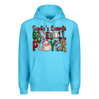 Ocean Blue santa's favorite baseball player for christmas Premium Hoodie - FaDigitalArtStudio