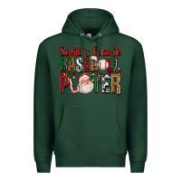 Sports Green santa's favorite baseball player for christmas Premium Hoodie - FaDigitalArtStudio