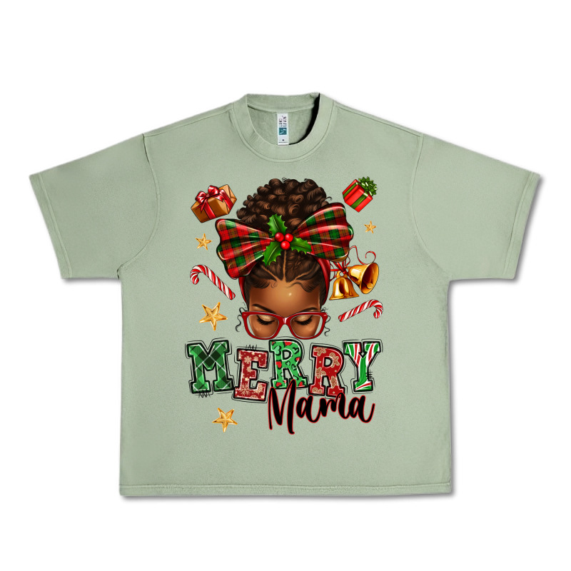 Merry Mama Afro Messy Bun Urban Heavy Tee by texasbilliewilder | Teevron
