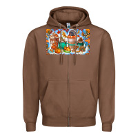 Chestnut Thanksgiving Coffee Drink Kids Cup Zipper Hoodie - CowhideDigitalArt