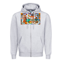 Heather Grey Thanksgiving Coffee Drink Kids Cup Zipper Hoodie - CowhideDigitalArt