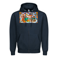 Navy Thanksgiving Coffee Drink Kids Cup Zipper Hoodie - CowhideDigitalArt
