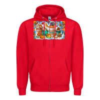 Red Thanksgiving Coffee Drink Kids Cup Zipper Hoodie - CowhideDigitalArt